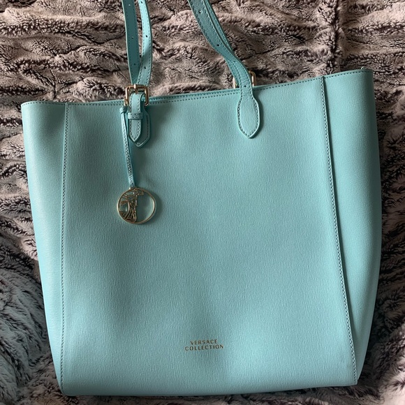 Versace Collection Light Blue Leather Tote Bag - Picture 4 of 15